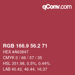 カラーコード: RGB 166.9 56.2 71 | qconv.com