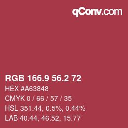 Color code: RGB 166.9 56.2 72 | qconv.com