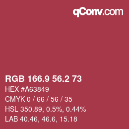 カラーコード: RGB 166.9 56.2 73 | qconv.com