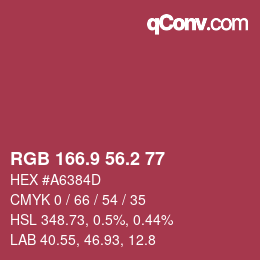 カラーコード: RGB 166.9 56.2 77 | qconv.com