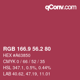 カラーコード: RGB 166.9 56.2 80 | qconv.com