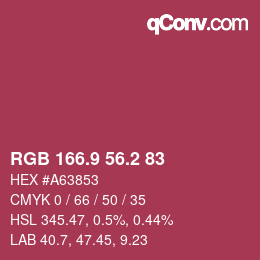 カラーコード: RGB 166.9 56.2 83 | qconv.com