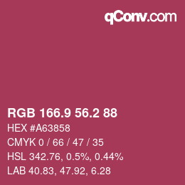 カラーコード: RGB 166.9 56.2 88 | qconv.com