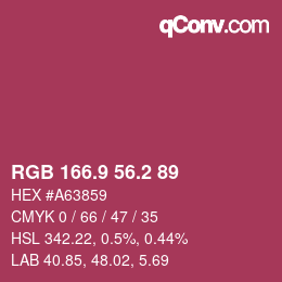 カラーコード: RGB 166.9 56.2 89 | qconv.com