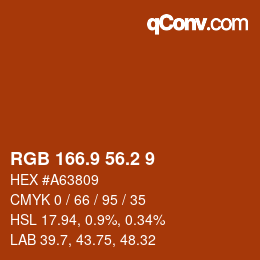 Farbcode: RGB 166.9 56.2 9 | qconv.com