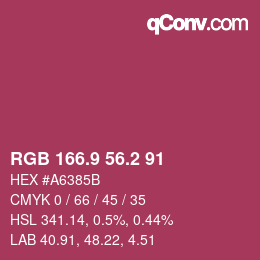カラーコード: RGB 166.9 56.2 91 | qconv.com