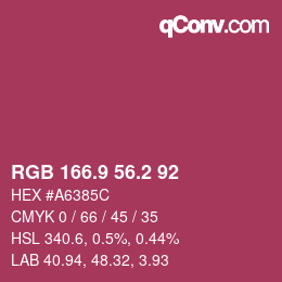 カラーコード: RGB 166.9 56.2 92 | qconv.com