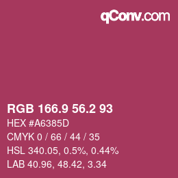 カラーコード: RGB 166.9 56.2 93 | qconv.com