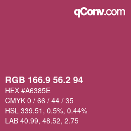 カラーコード: RGB 166.9 56.2 94 | qconv.com