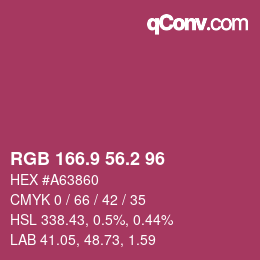 カラーコード: RGB 166.9 56.2 96 | qconv.com