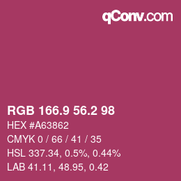 カラーコード: RGB 166.9 56.2 98 | qconv.com