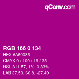 Color code: RGB 166 0 134 | qconv.com