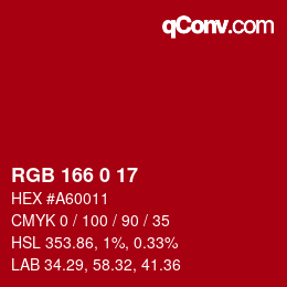 Color code: RGB 166 0 17 | qconv.com