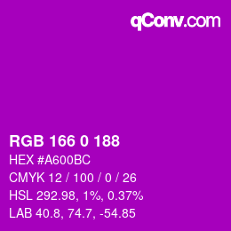 Color code: RGB 166 0 188 | qconv.com