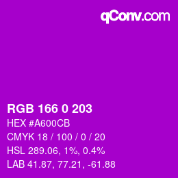 颜色代码: RGB 166 0 203 | qconv.com