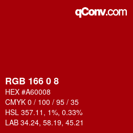 Color code: RGB 166 0 8 | qconv.com