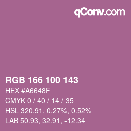 Color code: RGB 166 100 143 | qconv.com