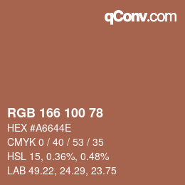 Color code: RGB 166 100 78 | qconv.com