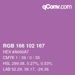 Color code: RGB 166 102 167 | qconv.com