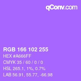 Color code: RGB 166 102 255 | qconv.com