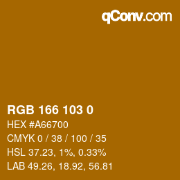 Color code: RGB 166 103 0 | qconv.com