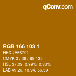 Color code: RGB 166 103 1 | qconv.com