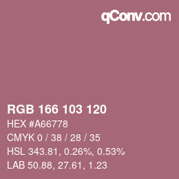 カラーコード: RGB 166 103 120 | qconv.com