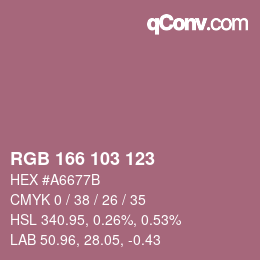 Color code: RGB 166 103 123 | qconv.com