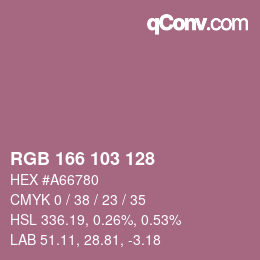 Color code: RGB 166 103 128 | qconv.com