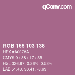 Color code: RGB 166 103 138 | qconv.com