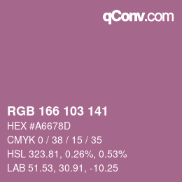 カラーコード: RGB 166 103 141 | qconv.com