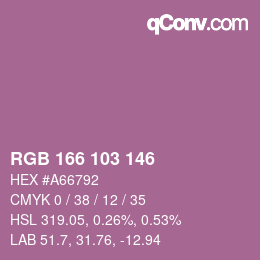 Color code: RGB 166 103 146 | qconv.com
