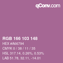 カラーコード: RGB 166 103 148 | qconv.com