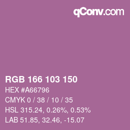 カラーコード: RGB 166 103 150 | qconv.com