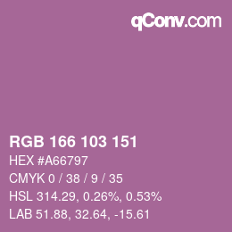 Farbcode: RGB 166 103 151 | qconv.com