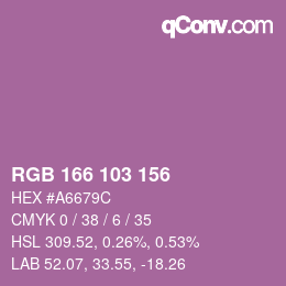 Color code: RGB 166 103 156 | qconv.com