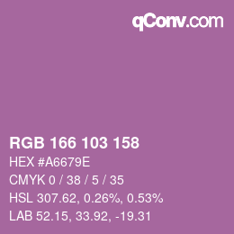 Color code: RGB 166 103 158 | qconv.com