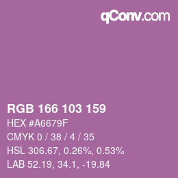 Color code: RGB 166 103 159 | qconv.com
