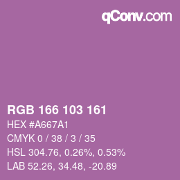 Color code: RGB 166 103 161 | qconv.com