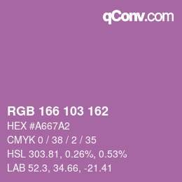 Farbcode: RGB 166 103 162 | qconv.com