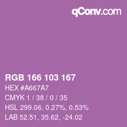 Color code: RGB 166 103 167 | qconv.com