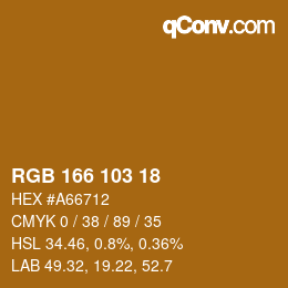 Color code: RGB 166 103 18 | qconv.com