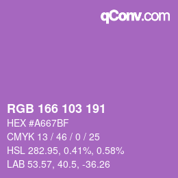 Color code: RGB 166 103 191 | qconv.com