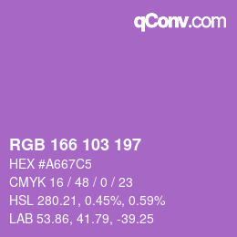 Color code: RGB 166 103 197 | qconv.com