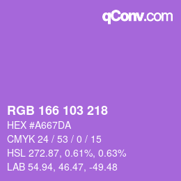 Color code: RGB 166 103 218 | qconv.com