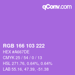 Color code: RGB 166 103 222 | qconv.com