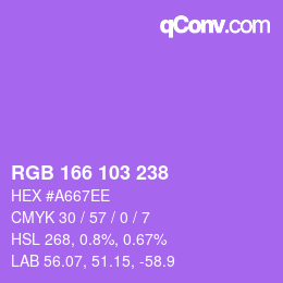 カラーコード: RGB 166 103 238 | qconv.com