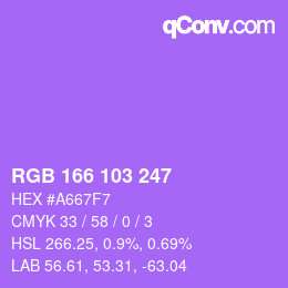 Color code: RGB 166 103 247 | qconv.com
