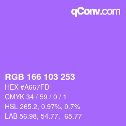 Color code: RGB 166 103 253 | qconv.com