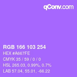 颜色代码: RGB 166 103 254 | qconv.com